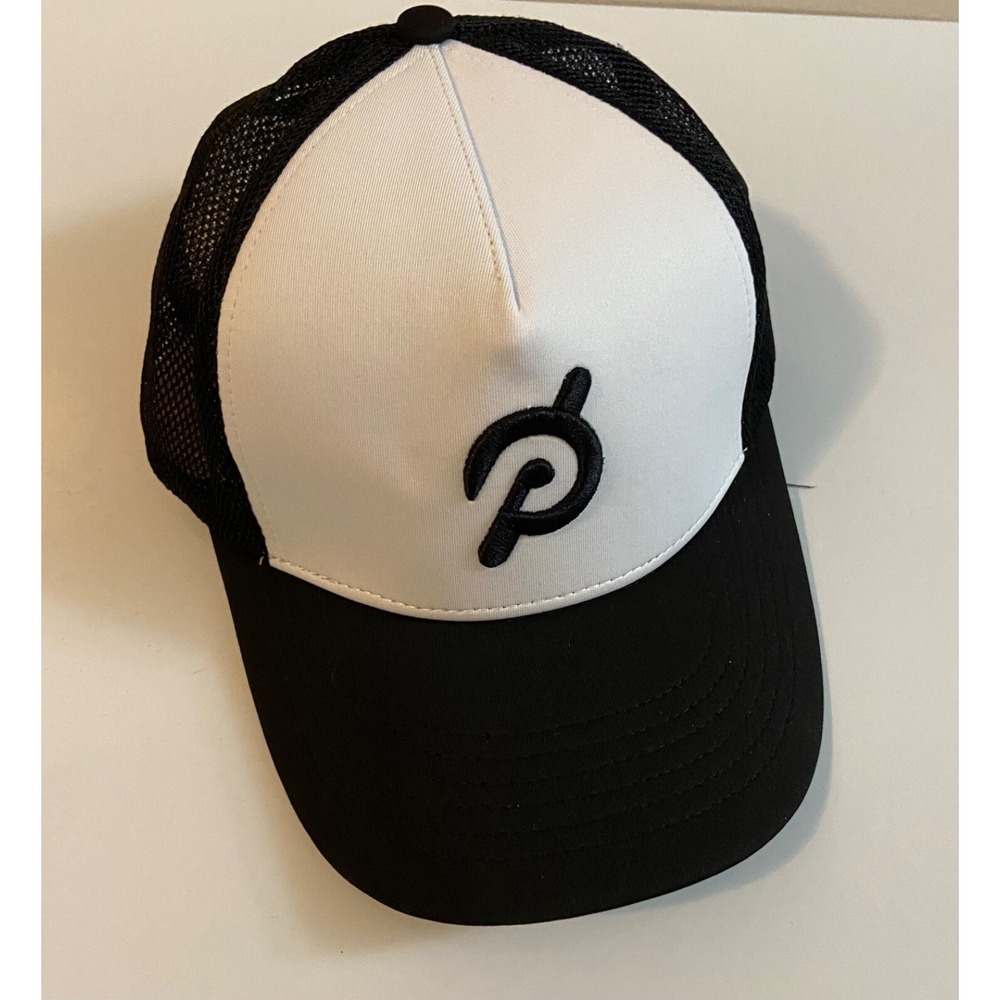 NWOT‎ Peloton Adjustable Workout Logo Unisex White Black Mesh Snapback Hat Cap